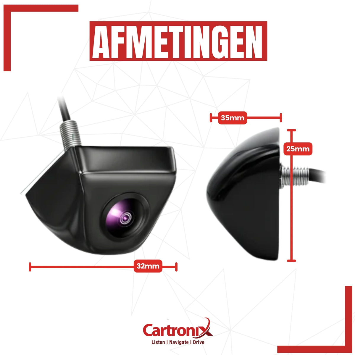 Cartronix RV-355 PRO grotere, vierkantere oem-look opbouwcamera achteruitrijcamera