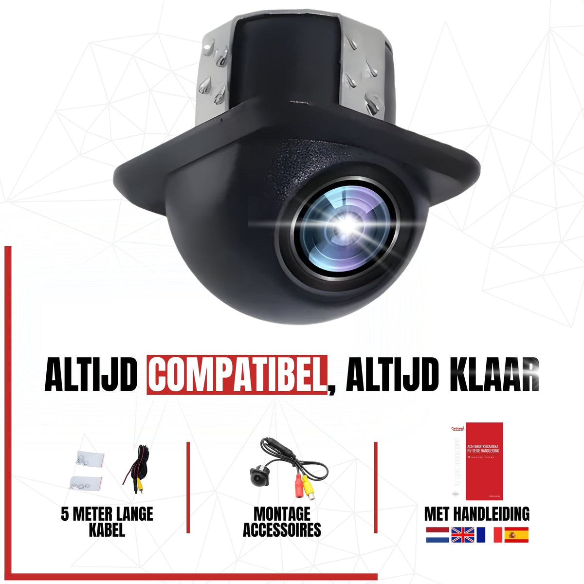 Cartronix RV-380 PRO klik-/boorgatcamera achteruitrijcamera