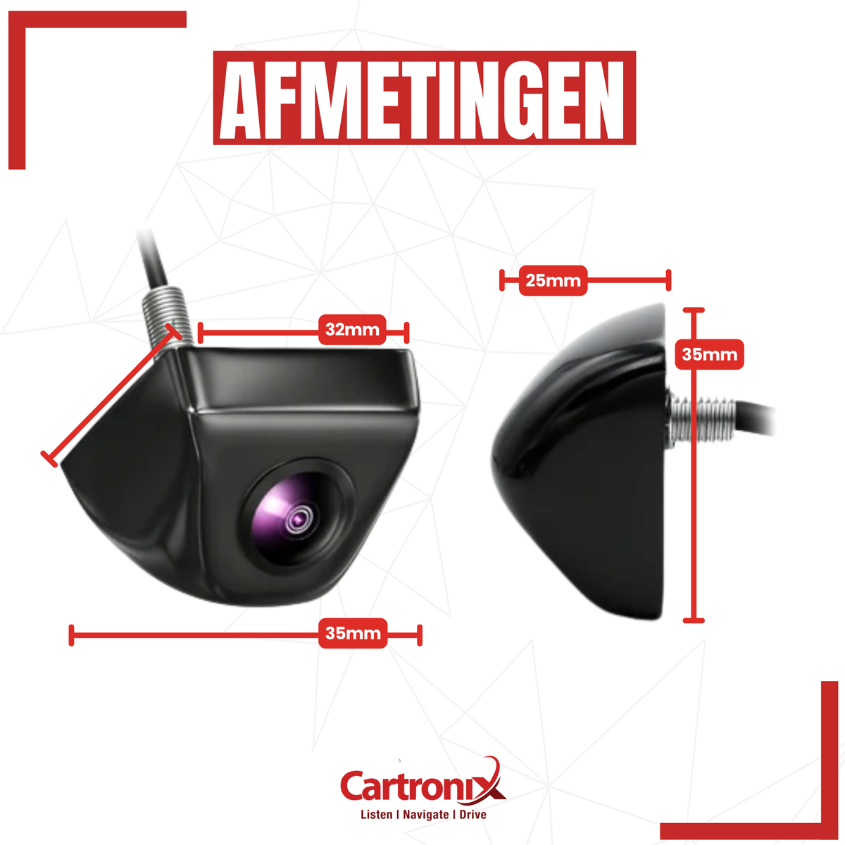 Cartronix RV-350 PRO compacte oem-look opbouwcamera achteruitrijcamera