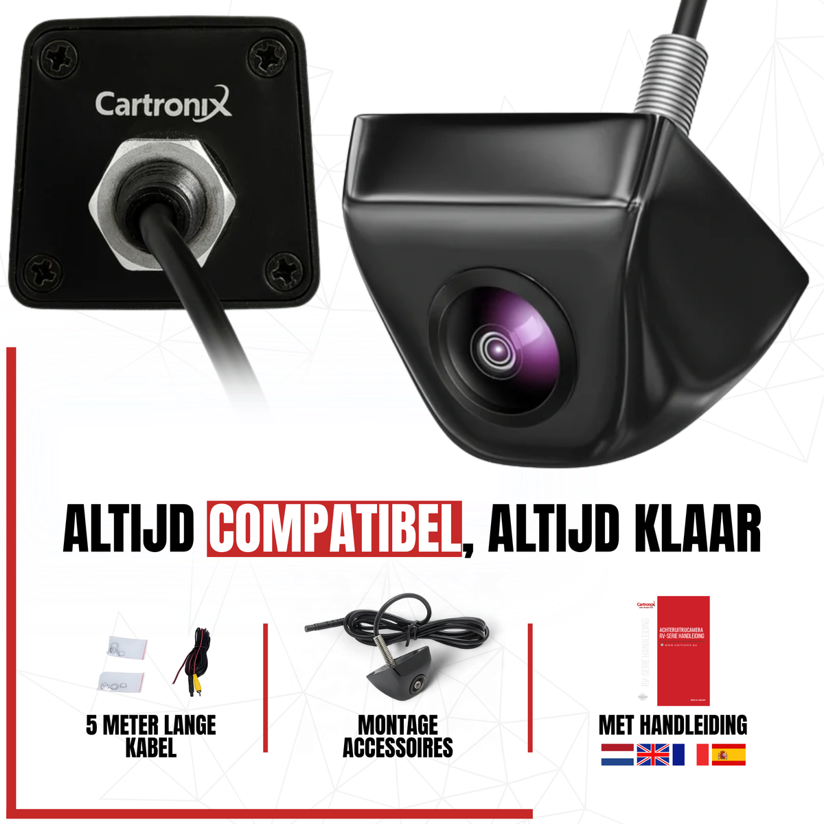 Cartronix RV-350 PRO compacte oem-look opbouwcamera achteruitrijcamera