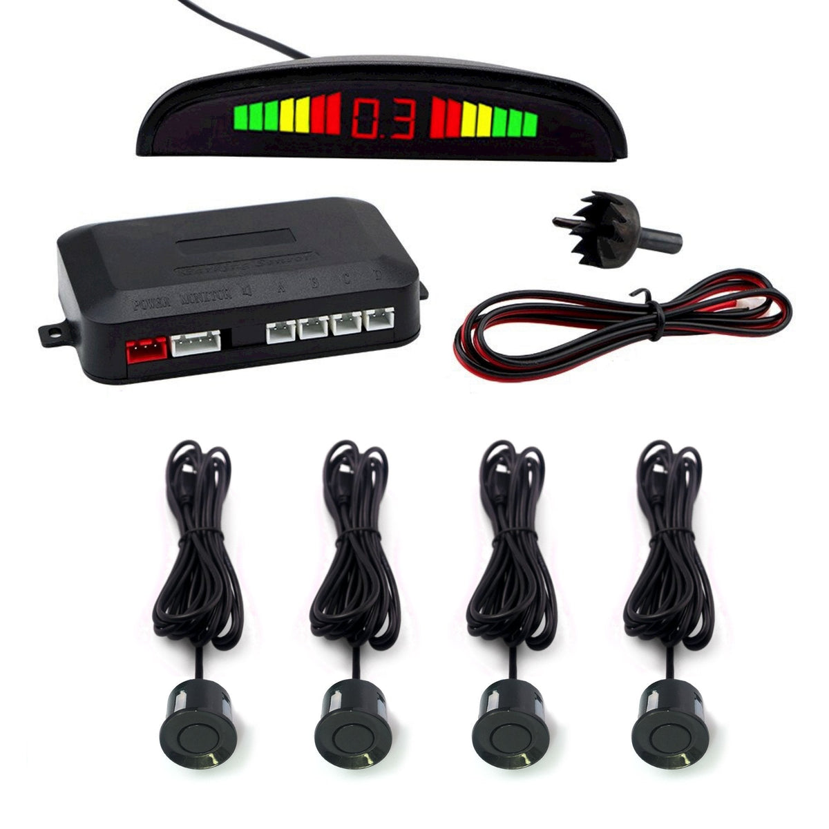 Cartronix parkeersensoren set 4 sensoren Donker Groen voor auto camper bestelwagen