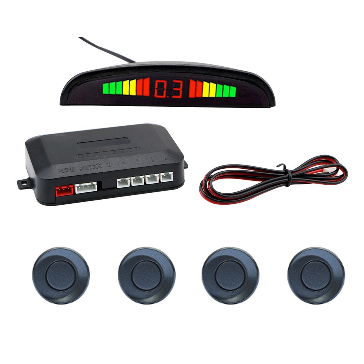 Cartronix parkeersensoren set 4 sensoren Celadon Grijs voor auto camper bestelwagen