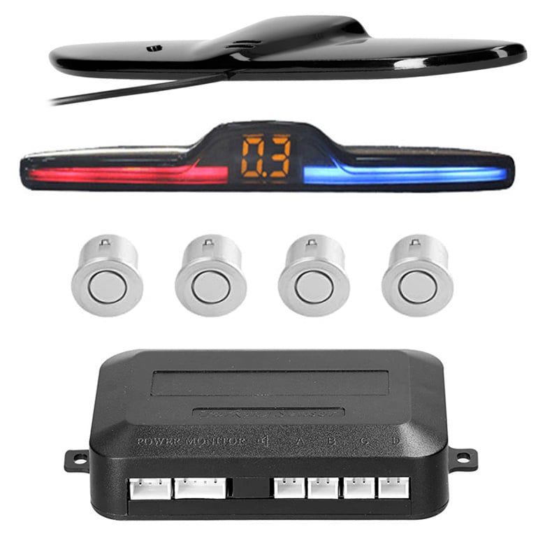 Cartronix digitale parkeersensoren set 4 sensoren Zilver voor of achter