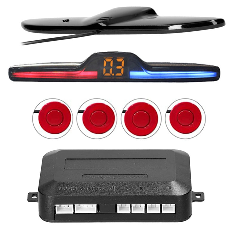 Cartronix digitale parkeersensoren set 4 sensoren Rood voor of achter