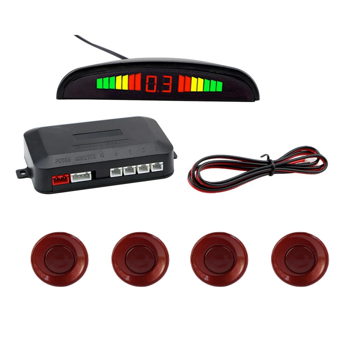 Cartronix parkeersensoren set 4 sensoren Fiat rood voor auto camper bestelwagen