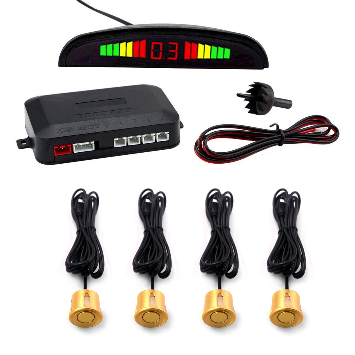 Cartronix parkeersensoren set 4 sensoren Brons voor auto camper bestelwagen
