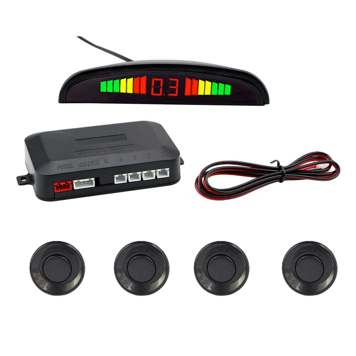 Cartronix parkeersensoren set 4 sensoren Prins grijs voor auto camper bestelwagen