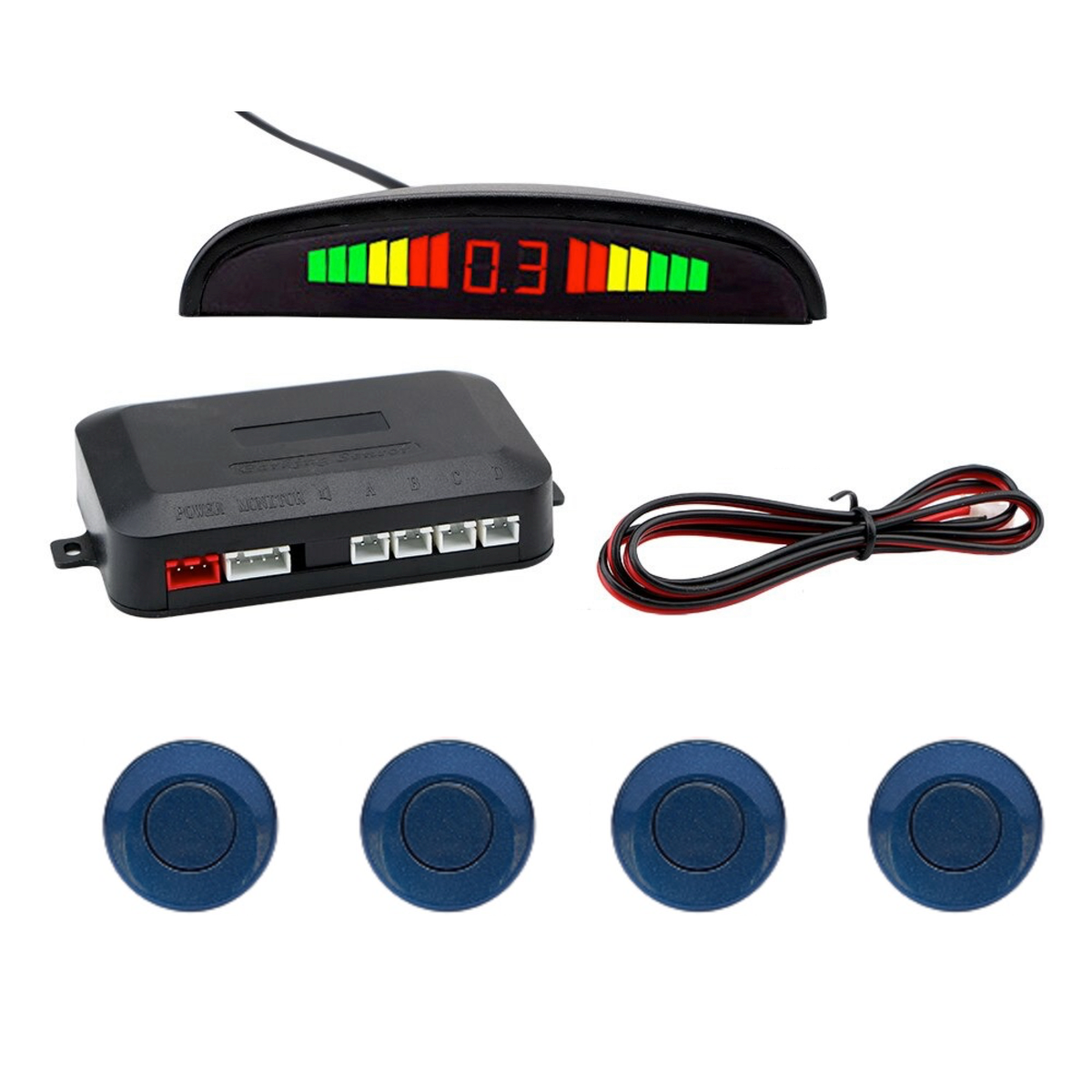 Cartronix parkeersensoren set 4 sensoren Zeester blauw voor auto camper bestelwagen